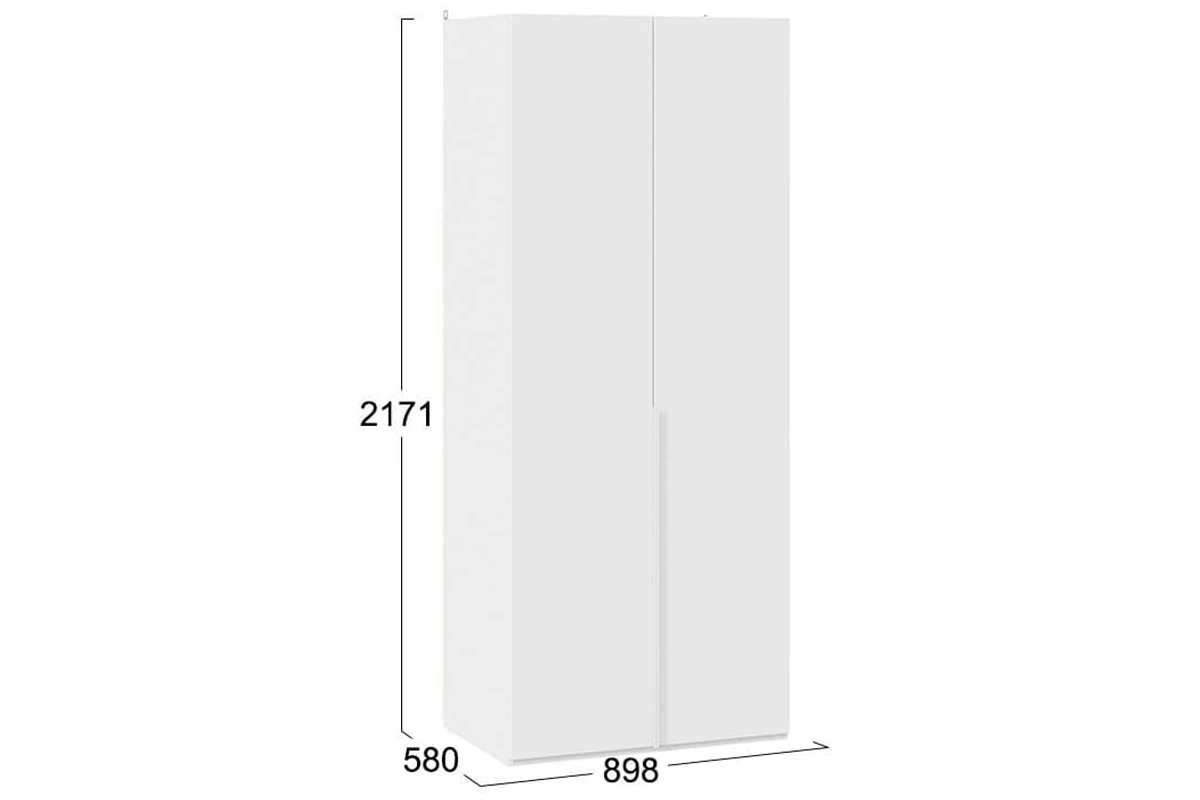 Шкаф для одежды Порто СМ-393.07.003 с 2 глухими дверями (580) (Белый жемчуг/Белый софт)