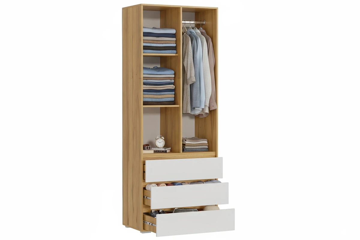 Шкаф 2-створчатый Веста (Дуб золотистый / Белый)