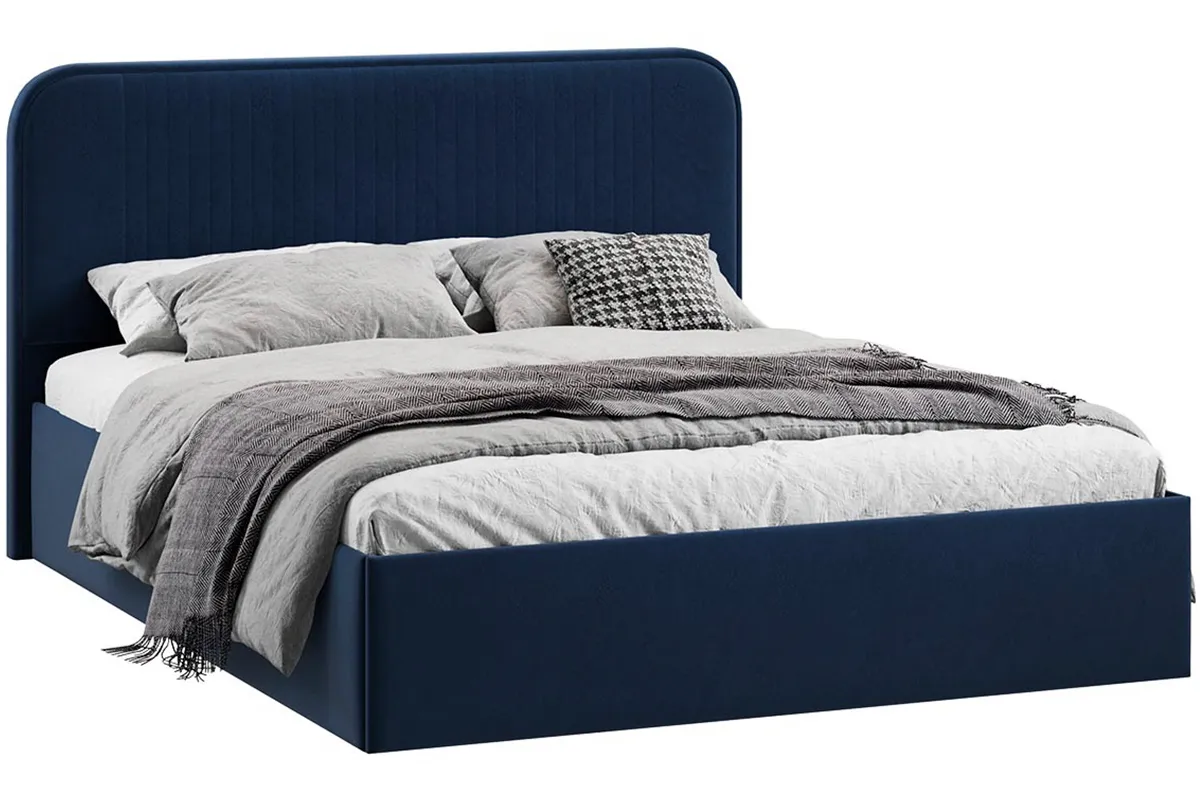 Кровать Тиффани Тип 1 с ПМ и заглушиной 160х200 (Микровелюр/Wellmart Blue)
