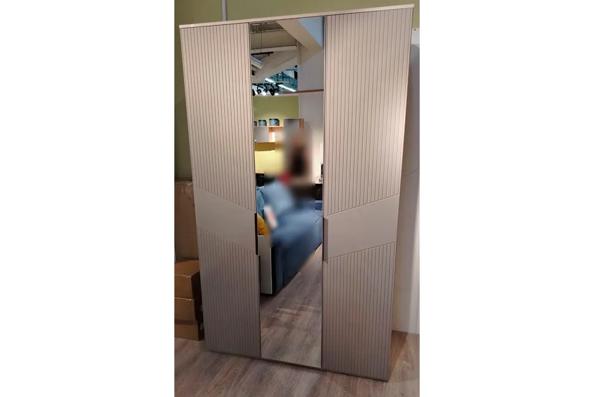 Шкаф Астория №3 (Дуб кастелло серый / Грей софт / Матовая вставка)