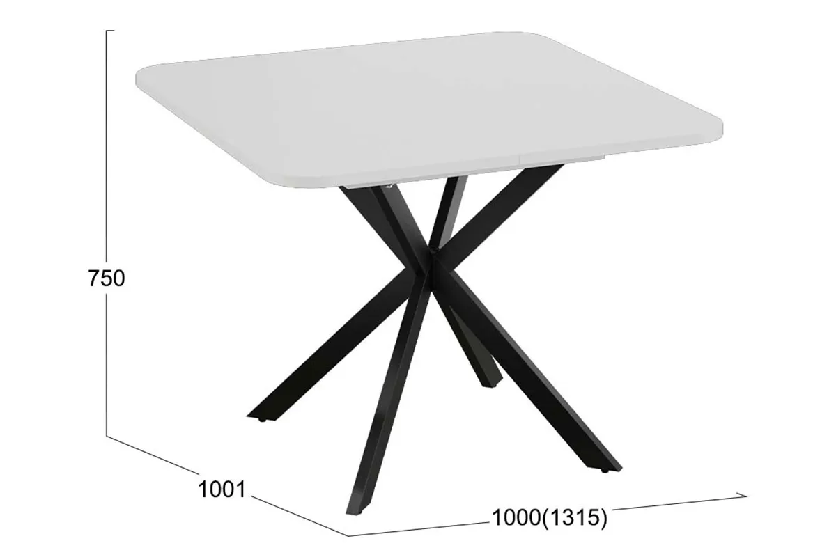 Стол обеденный Лиссабон раздвижной Тип 1 (Черный муар / Белый)