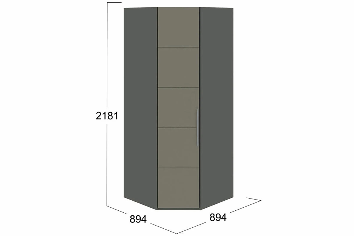 Шкаф угловой Наоми СМ-208.07.06 с 1 дверью (Фон серый/Джут)
