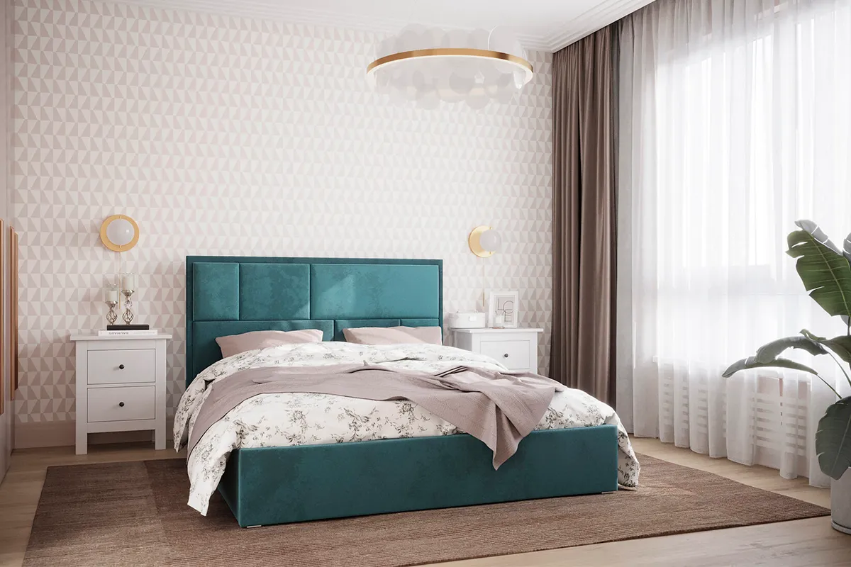 Кровать Madison с ПМ 180х200 (Велюр / Бирюзовый) 72306324