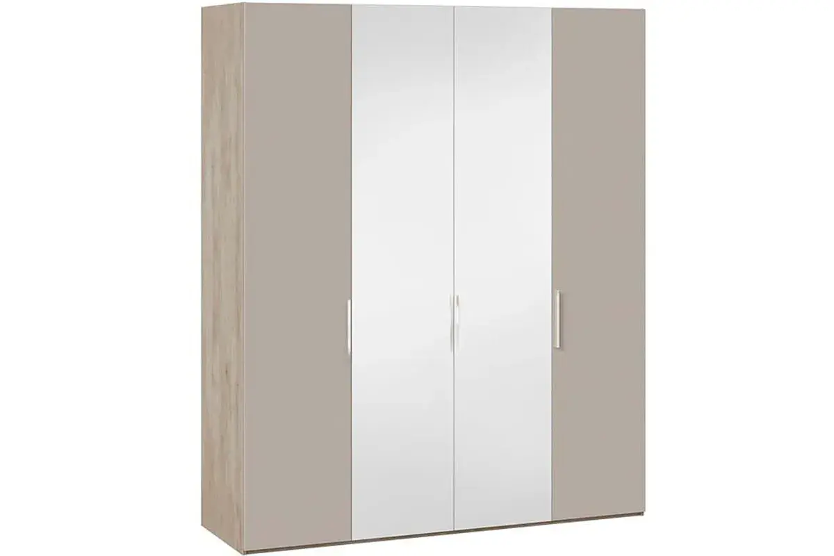 Шкаф комбинированный с 2 глухими и 2 зеркальными дверями Эмбер СМ-348.07.013 (Баттл Рок/Серый глянец)