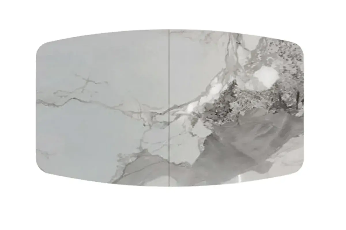 Стол обеденный Аризона 1300х800 (Керамика YB8020122BG Пандора / МДФ в пленке Черный кварц /Металл черный)