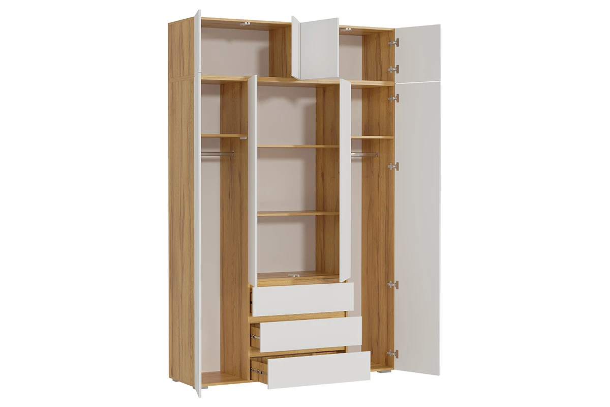 Шкаф с антресолью 4-створчатый Веста (Дуб золотистый / Белый)