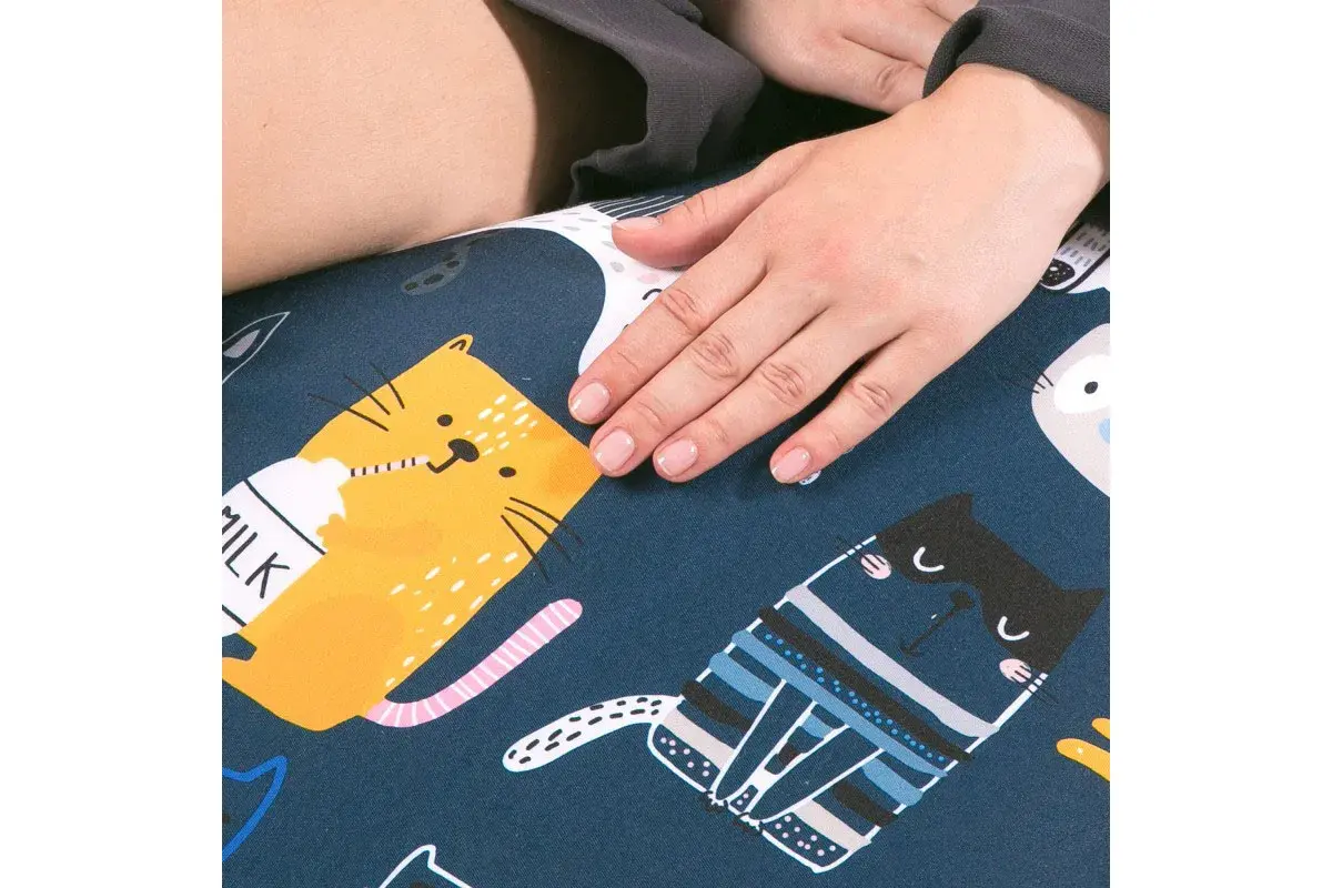 Кресло-мешок Груша Миди 2XL (Мебельный хлопок / Коты непоседы синие)