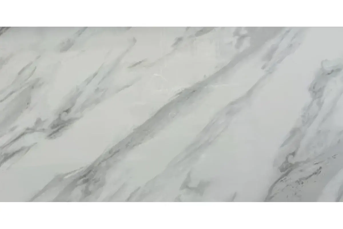 Стол обеденный Тик Так 900х650 нераздвижной (Керамика Белый мрамор с активными прожилками YB8020126BG / МДФ в пленке черный кварц / Металл черный)