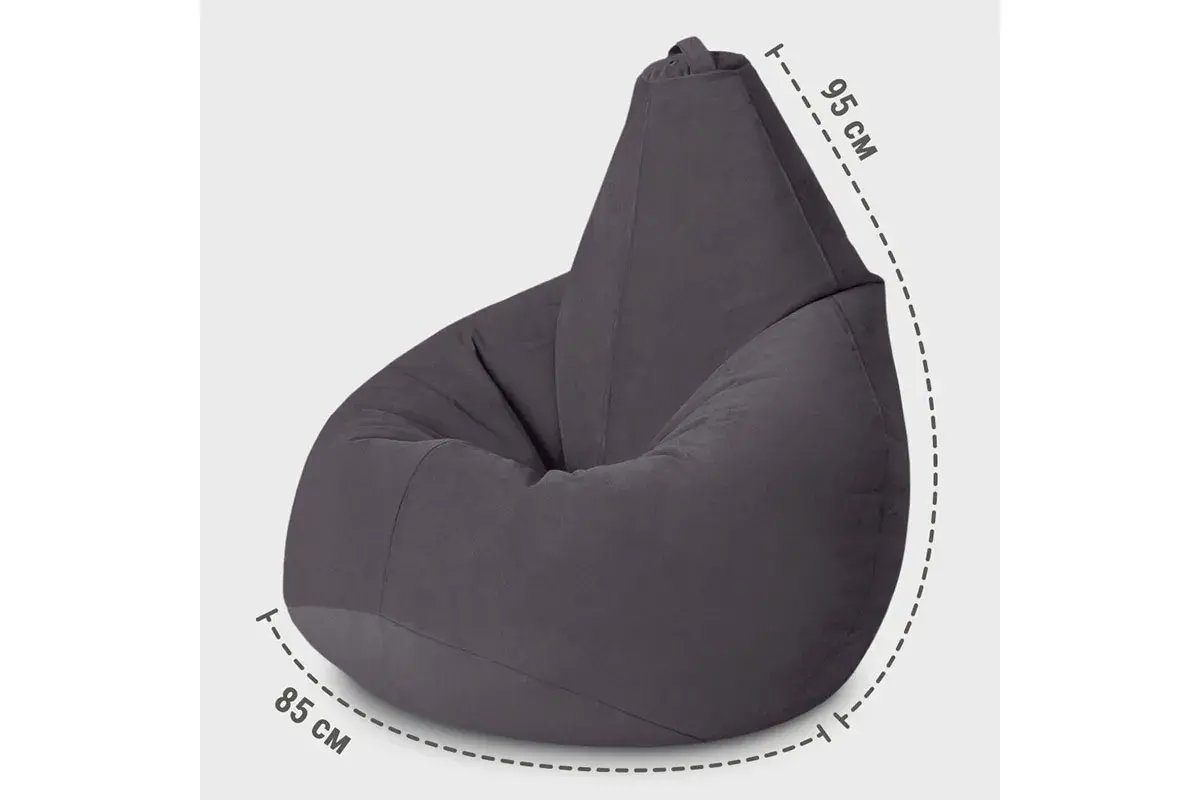 Кресло-мешок Груша Стандарт 3XL (Велюр / Темно-серый)