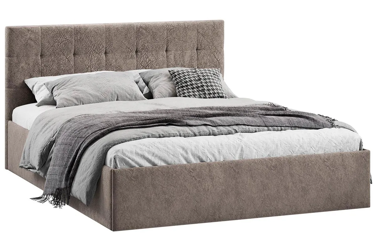 Кровать Джоли Тип 1 с ПМ 160х200 (Микровелюр / Wellmart Latte)