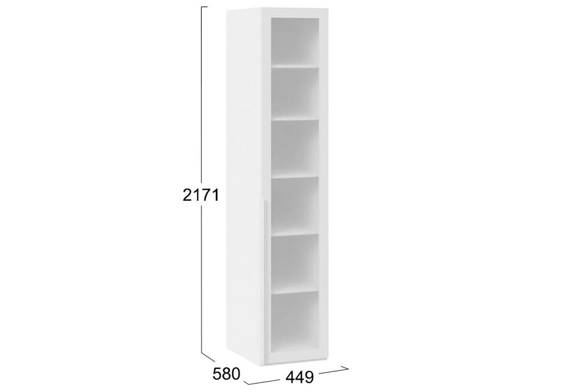 Шкаф для белья Порто СМ-393.07.008 (580) с 1 дверью со стеклом (Белый Жемчуг/Стекло сатин белое)