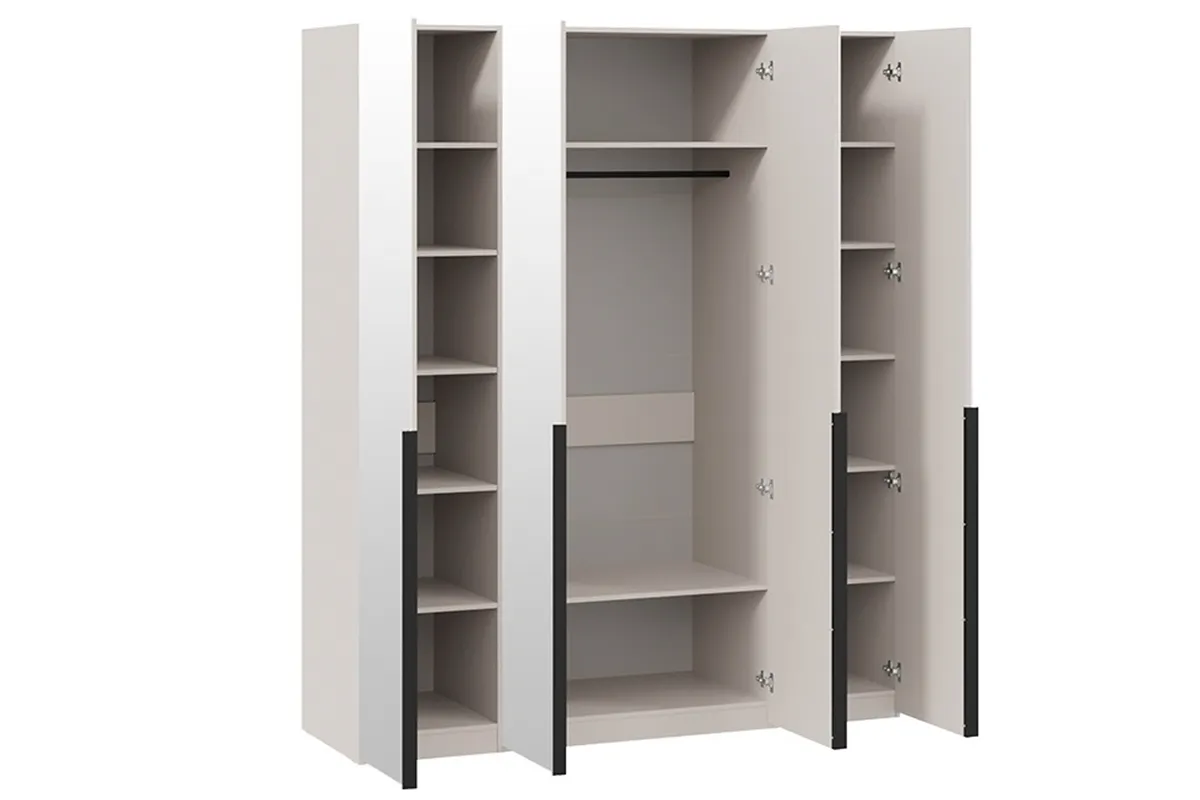 Шкаф для одежды Порто СМ-393.07.109 (580) с 4 зеркальными дверями (Кашемир матовый / Кашемир матовый)