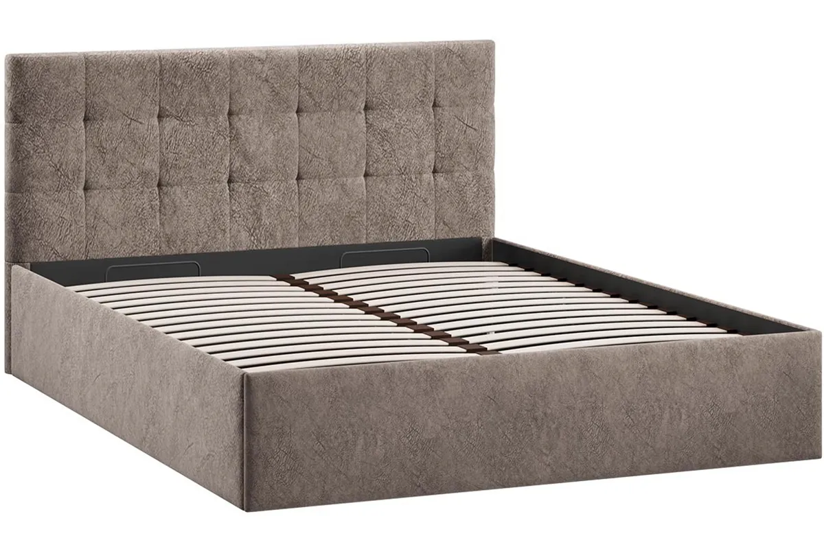 Кровать Джоли Тип 1 с ПМ 160х200 (Микровелюр / Wellmart Latte)