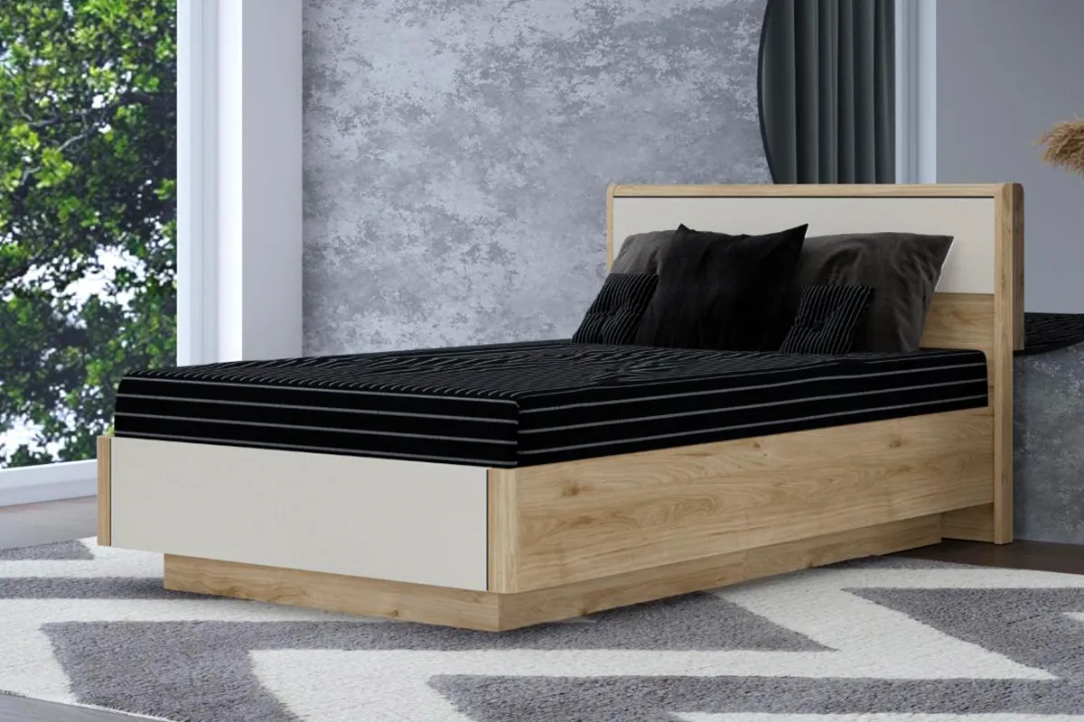 Кровать КР-4002-ГС-КМ 140х200 (Гикори Джексон Светлый / Кашемир Матовый)