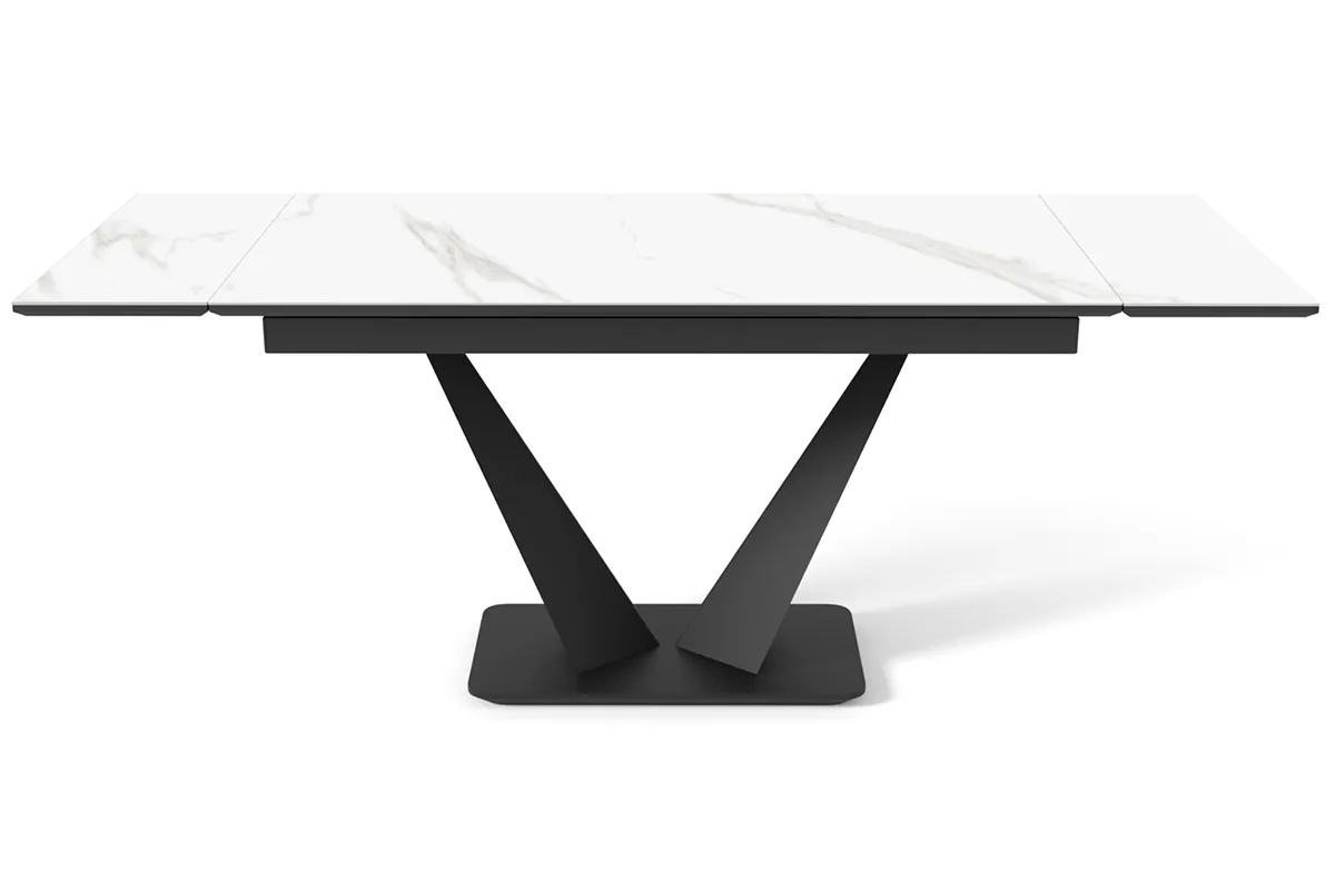 Стол обеденный Ниагара 1400(2000) (ст. №2 / Керамика 9806035 / МДФ Черный кварц / Металл черный)