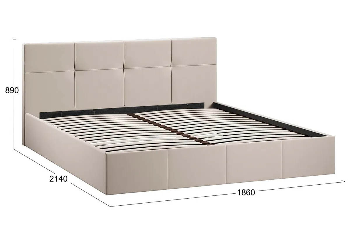 Кровать Лора с ПМ и заглушиной 180х200 (Велюр / Confetti Cream)