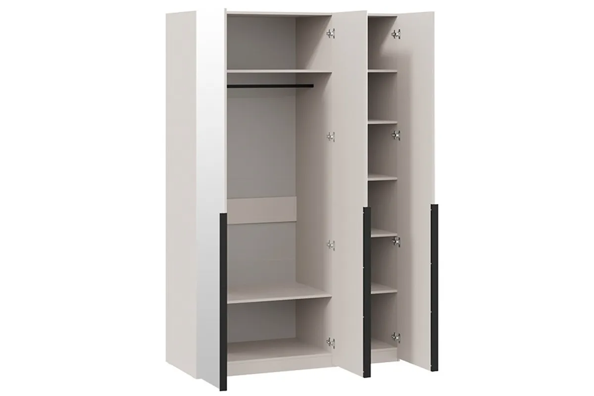 Шкаф для одежды Порто СМ-393.07.111 (580) с 3 зеркальными дверями (Кашемир матовый / Кашемир матовый)