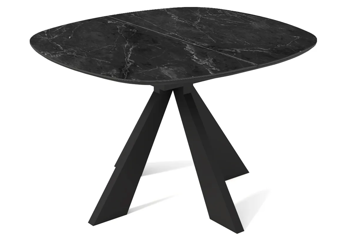 Стол обеденный Эльтон 1100 (вставка 400) (ст. №10 /Керамика Черный мрамор 9806053 / МДФ Черный Кварц / Металл Черный)