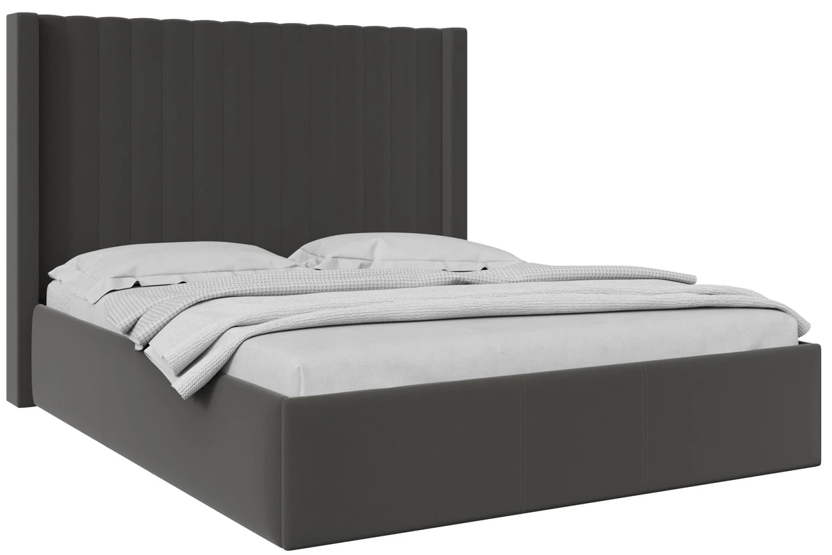 Кровать Флоренция 160х200 с ПМ (Микровелюр/Темно-серый)