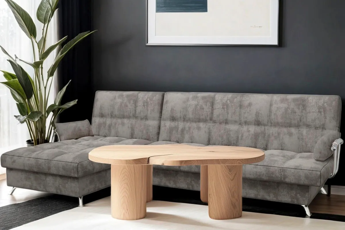 Угловой диван Регина-45.2 Финка ДКУ с хром. боковинами Siesta Грей