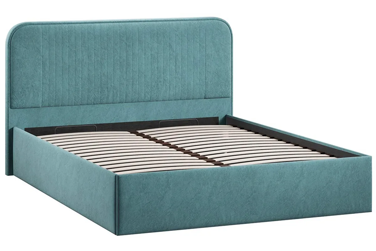 Кровать Тиффани Тип 1 с ПМ 160х200 (Микровелюр / Wellmart Indigo)