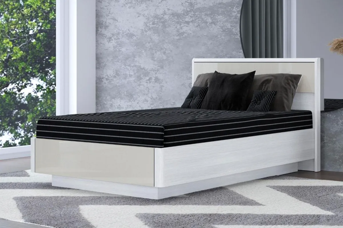 Кровать КР-4002-СЯ-КГ 140х200 (Снежный Ясень / Кашемир Глянцевый)