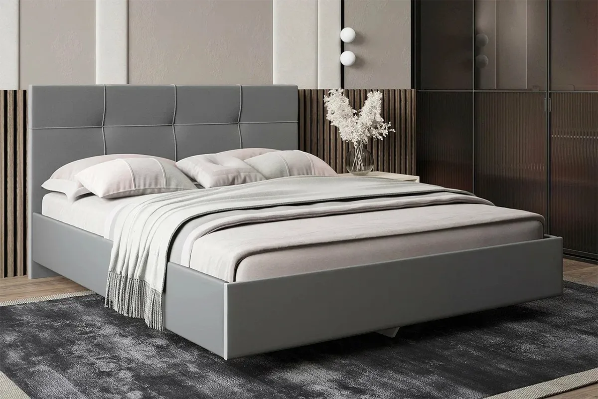 Кровать Kapriz с ПМ 180х200 (Newtone Light Grey / Светло-серый)