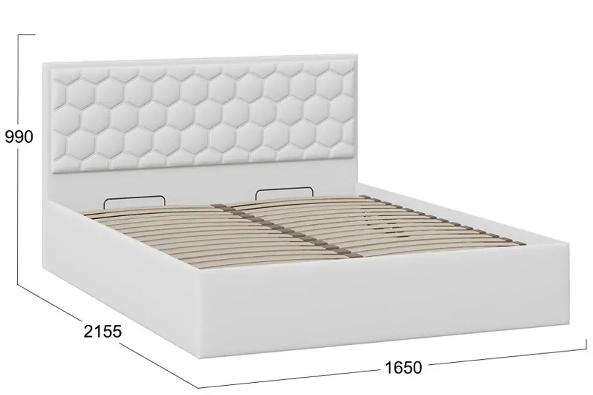 Кровать Порто с ПМ и заглушиной 160х200 (Экокожа белая/Polo)