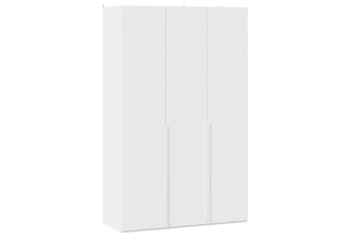 Шкаф для одежды Порто СМ-393.07.113 (580) с 3 глухими дверями (Белый Жемчуг/Белый софт)