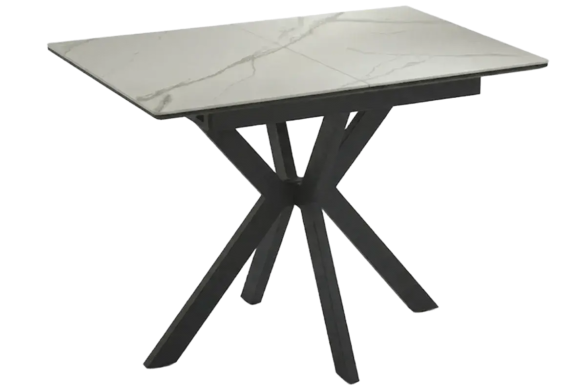 Стол обеденный Комильфо Мини (Керамика YB9020023B Matte Белый мрамор / МДФ черный кварц / Черный)