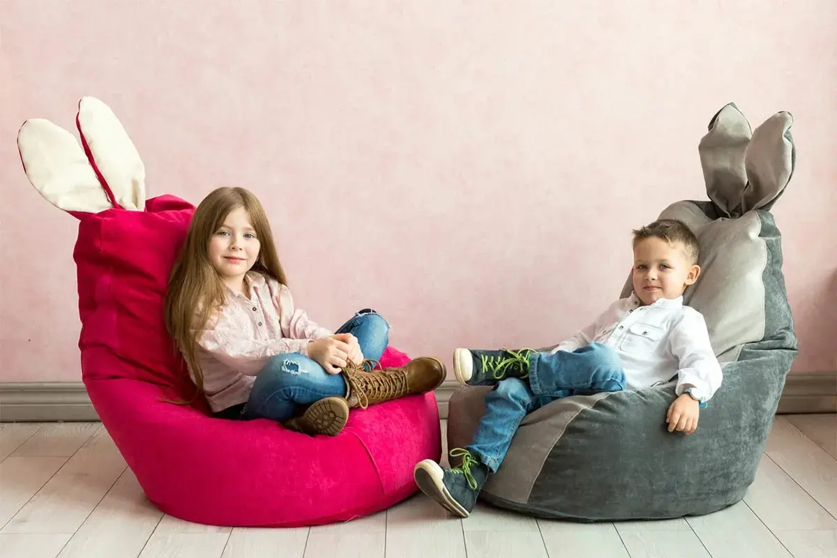 Кресло-мешок Зайчик (Микровельвет) Малиновый