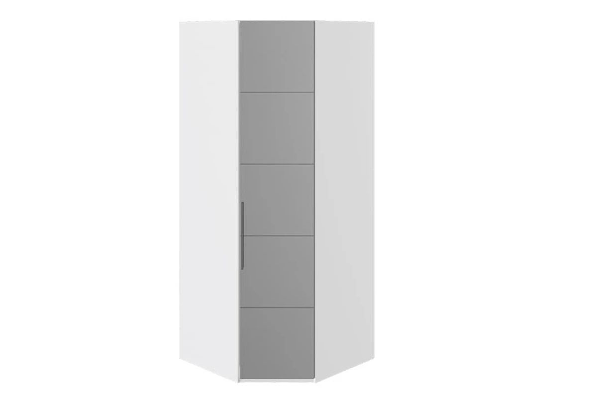 Шкаф угловой Наоми СМ-208.07.07 с 1 зеркальной дверью R (Белый глянец)