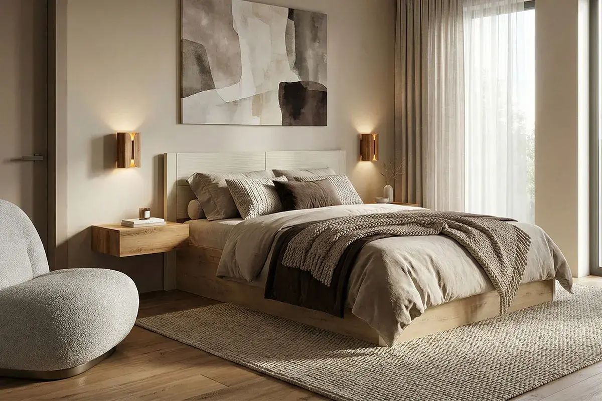 Кровать Николь с ПМ 160х200 (Бунратти / Фон Бежевый)