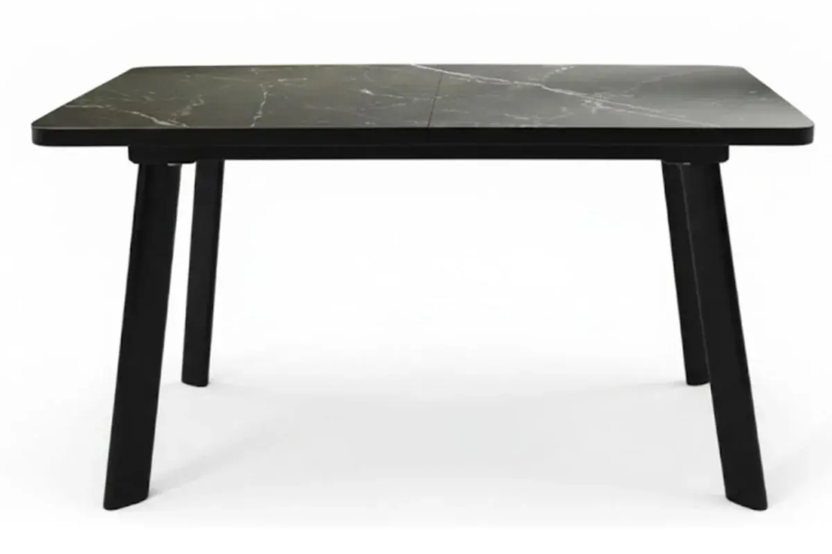 Стол обеденный Норд 1400х800 (Керамика YB90200B6 Matte Черный мрамор / ЛДСП с черной кромкой / Металл черный)