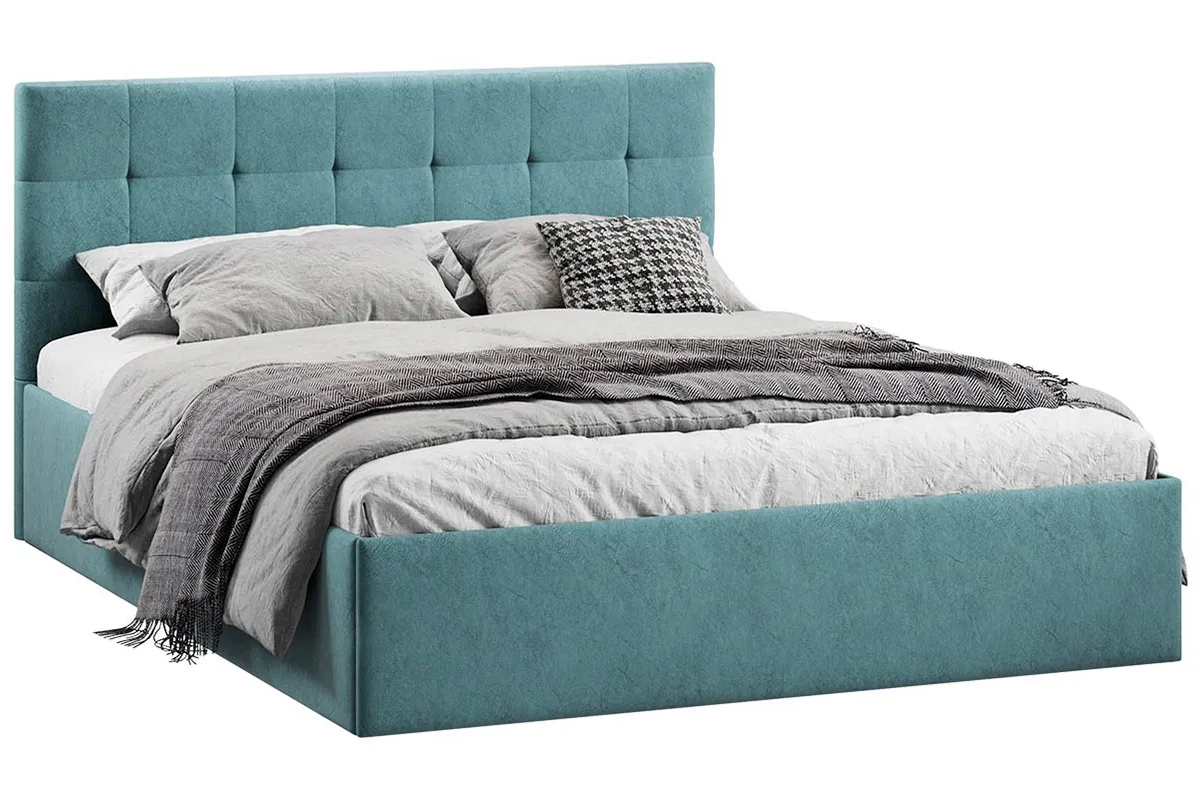 Кровать Джоли Тип 1 с ПМ 160х200 (Микровелюр / Wellmart Indigo)