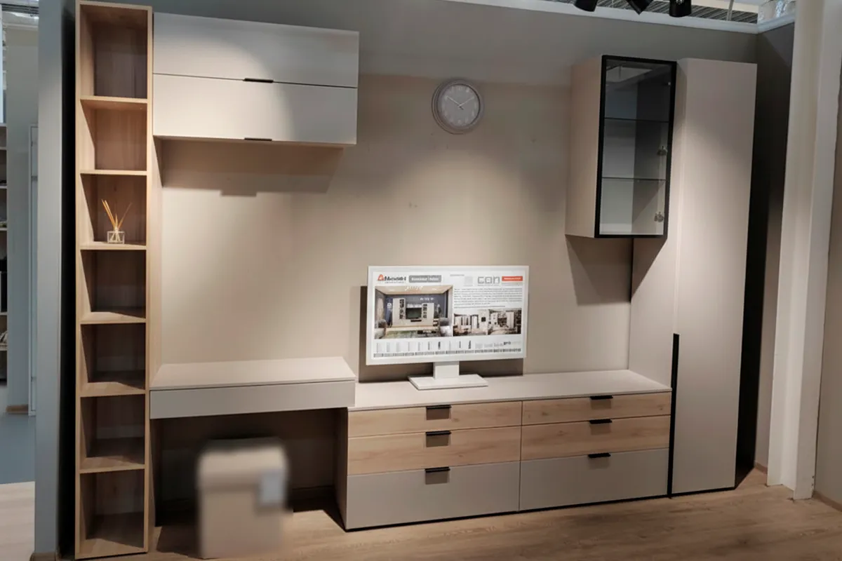 Гостиная Мария комплект 3 (Дымчато-серый/Дуб Мария)