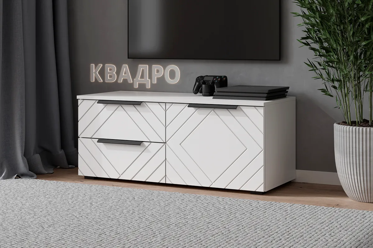 Тумба ТВ Квадро №5 (Белый / Тальк)