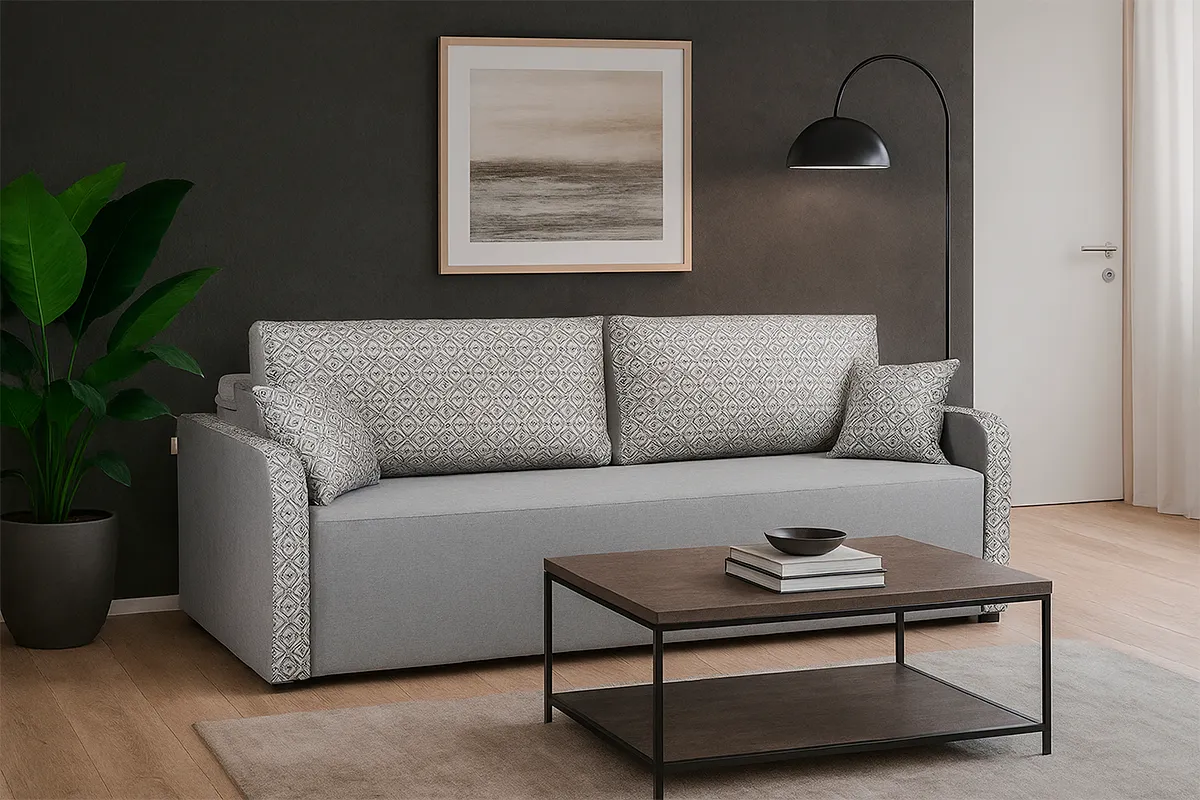 Диван прямой BRICK-2 L (Набивные подушки/Отстрочка) Тексопарк Clever Dove