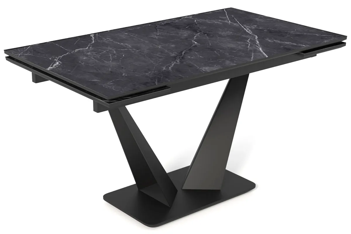 Стол обеденный Ниагара 1400(2000) (ст. №2 / Керамика FNZ9206053 Shakespeare black / МДФ Черный кварц / Металл Черный)