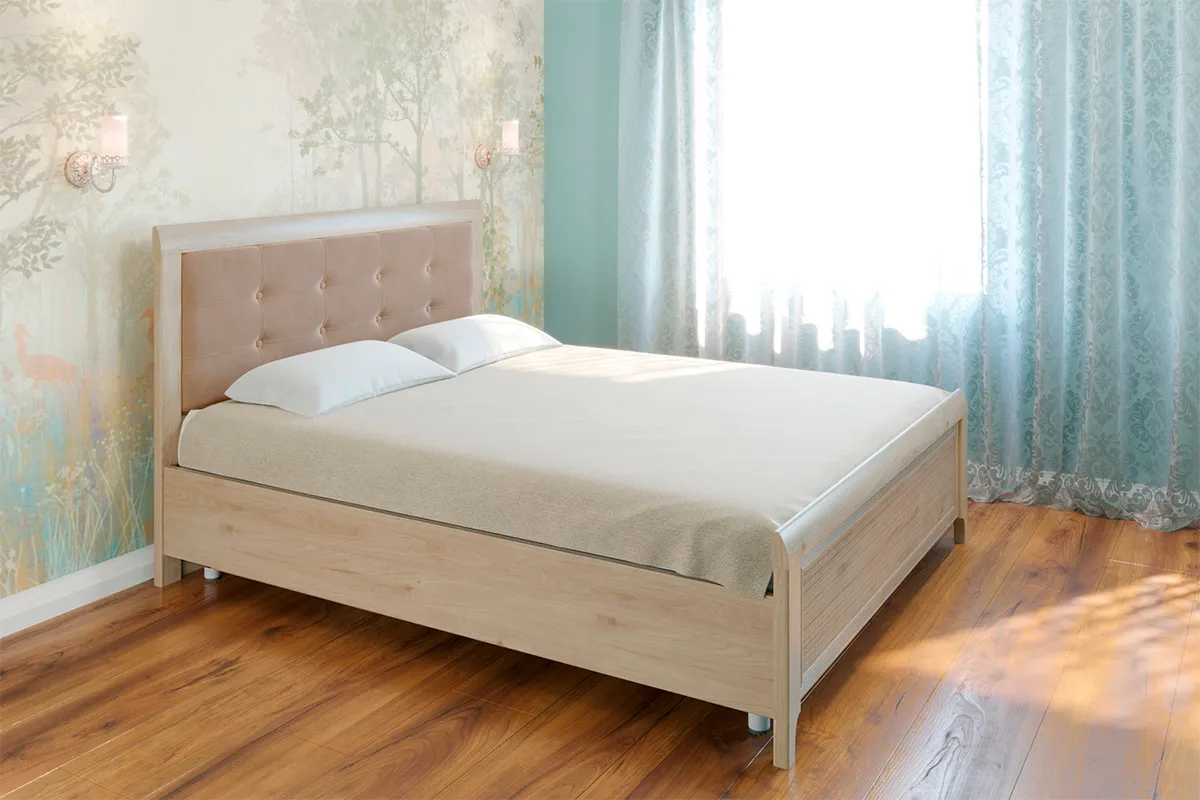 Кровать КР-2034-ГС-В 180х200 (Гикори Джексон Светлый / Велюр)