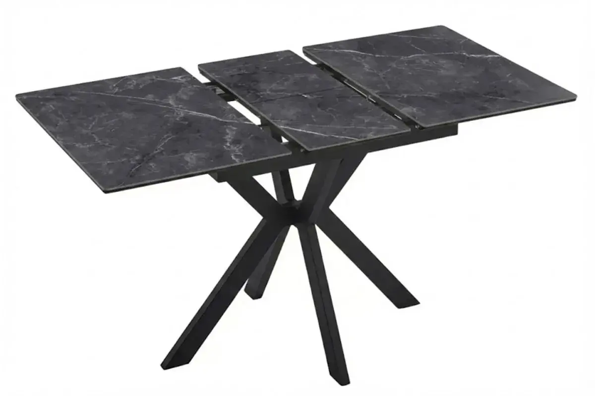 Стол обеденный Комильфо Мини (Керамика Черный Мрамор FNZ9206053 SHAKESPEARE BLACK / МДФ черный /Рама черная / Металл Черный)