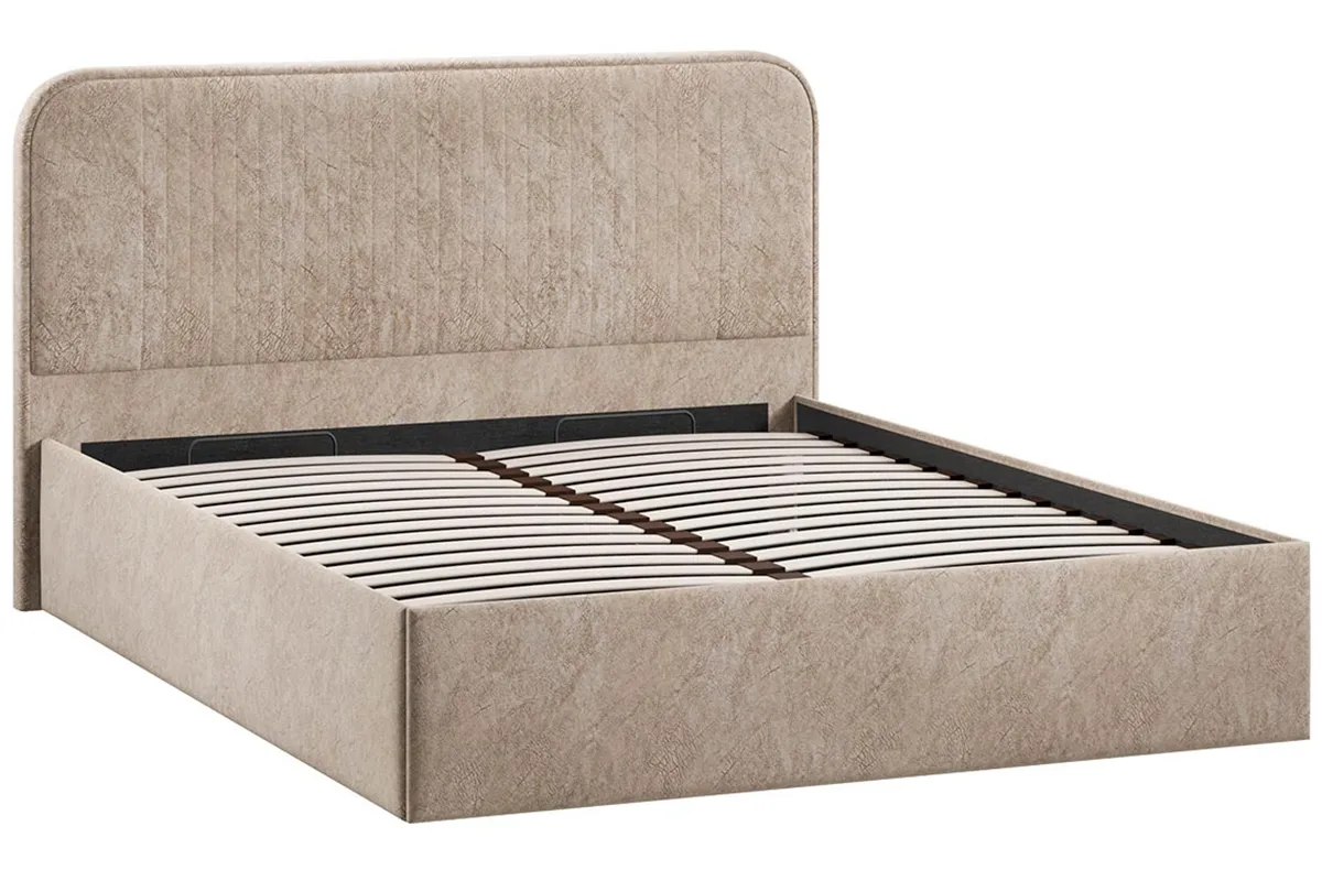 Кровать Тиффани Тип 1 с ПМ и заглушиной 160х200 (Микровелюр/Wellmart Dark Beige)