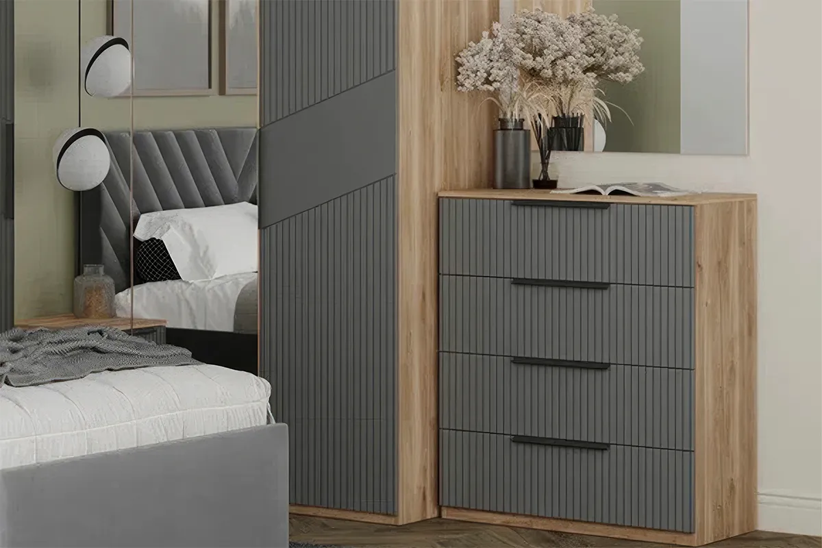 Комод Астория 03 (Дуб кастелло медовый / Графит софт)