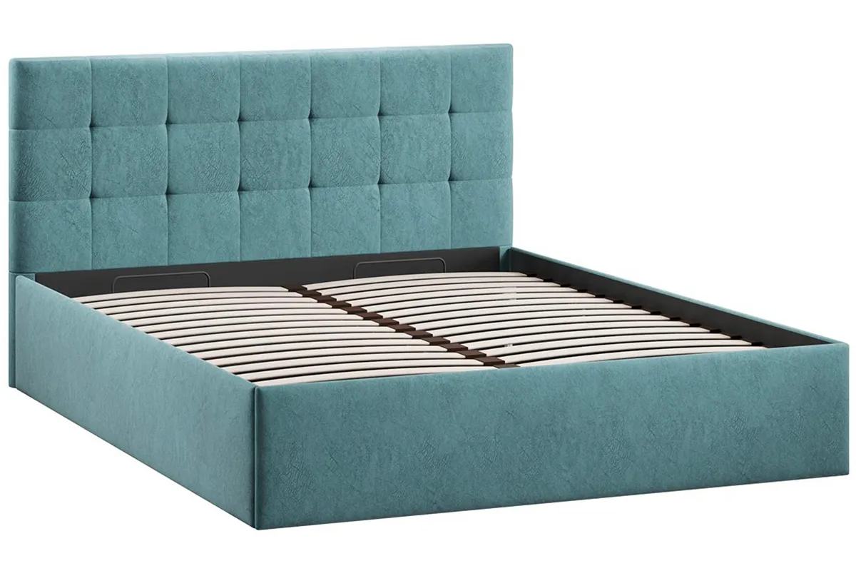 Кровать Джоли Тип 1 с ПМ 160х200 (Микровелюр / Wellmart Indigo)