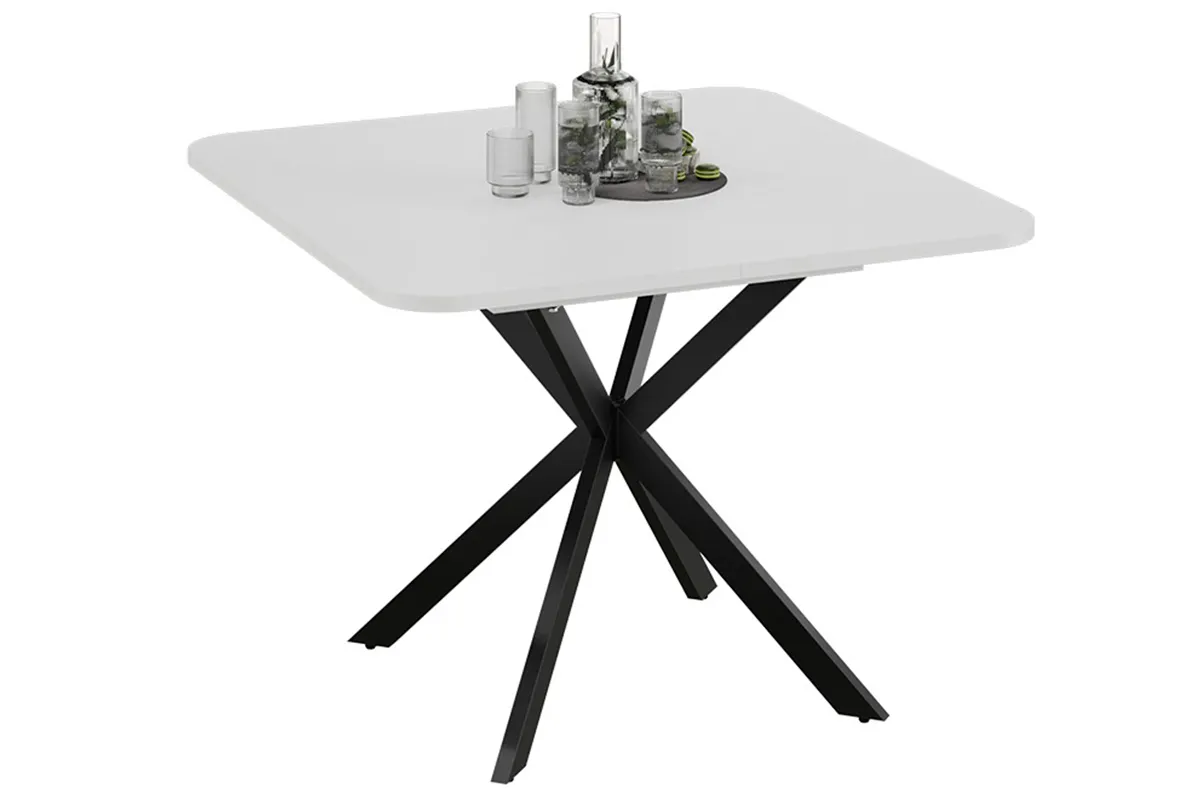 Стол обеденный Лиссабон раздвижной Тип 1 (Черный муар / Белый)