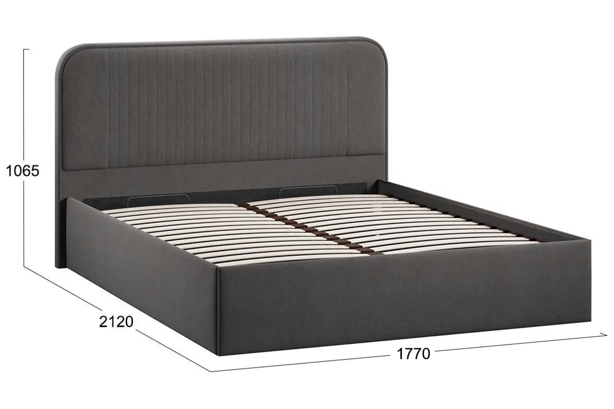 Кровать Тиффани Тип 1 с ПМ 160х200 (Велюр / Графит)