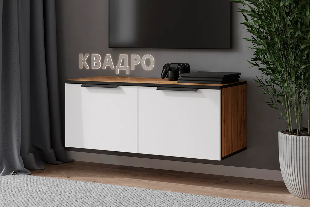 Тумба ТВ Квадро №3 (Дуб вотан / Тальк)