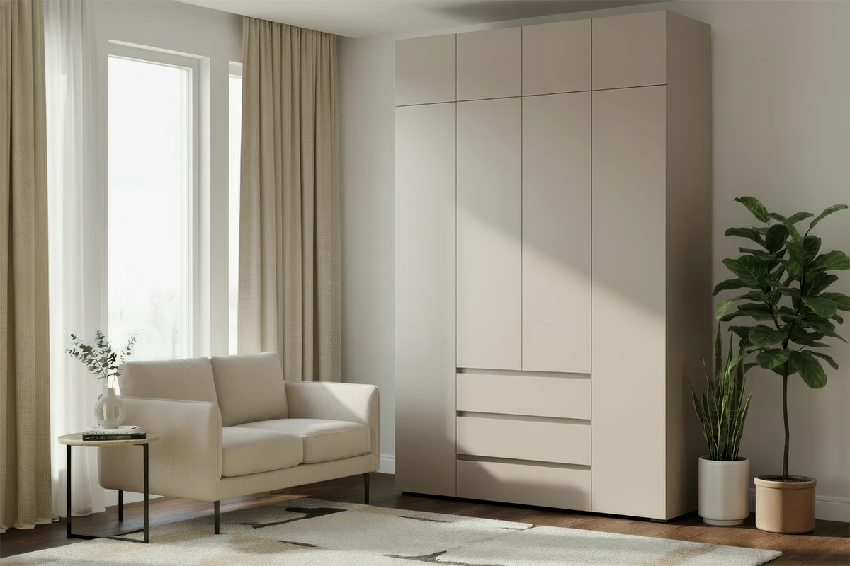 Шкаф с антресолью 4-створчатый Веста (Бежевый)