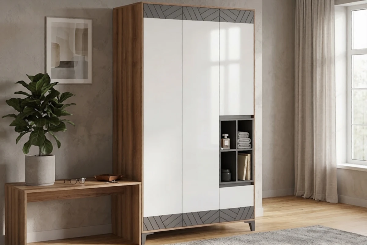 Шкаф универсальный Гринвич Мод. 9 (Авелано/Темно-Серый, Белый)