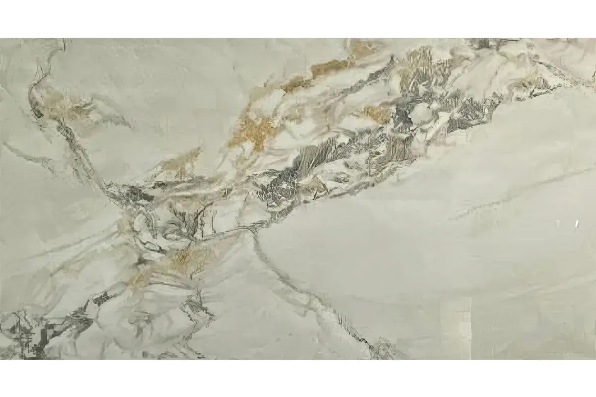 Стол обеденный Аризона 1300х800 (Керамика YB 8020111BG Gold Jade / МДФ в пленке Черный кварц /Металл черный)